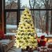 6FT Pre-Lit Spruce Snow Flocked Christmas Tree With Pine Cones, Artificial Xmas Tree With 403 Branch Tips,Mixed PE & PVC Branches, 250 Multi-Color LED Lights, 11 Flashing Modes, Holiday Décor_voghion.com