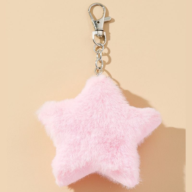 New Plush DIY Cell Phone Keychain Charm Accessories Five-pointed Star Pom Pom Bag Pendant_voghion.com