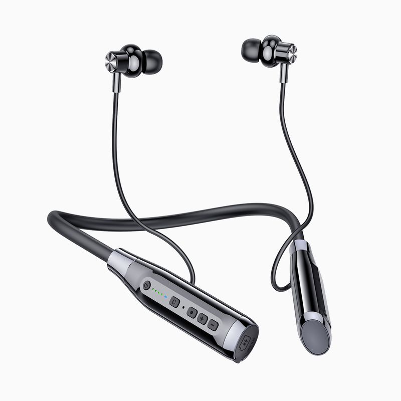 Wireless Neckband Earbuds with TF Card Slot 100 Hours Playtime Bluetooths Neck Headset USB-C Fast Charging Noise_voghion.com