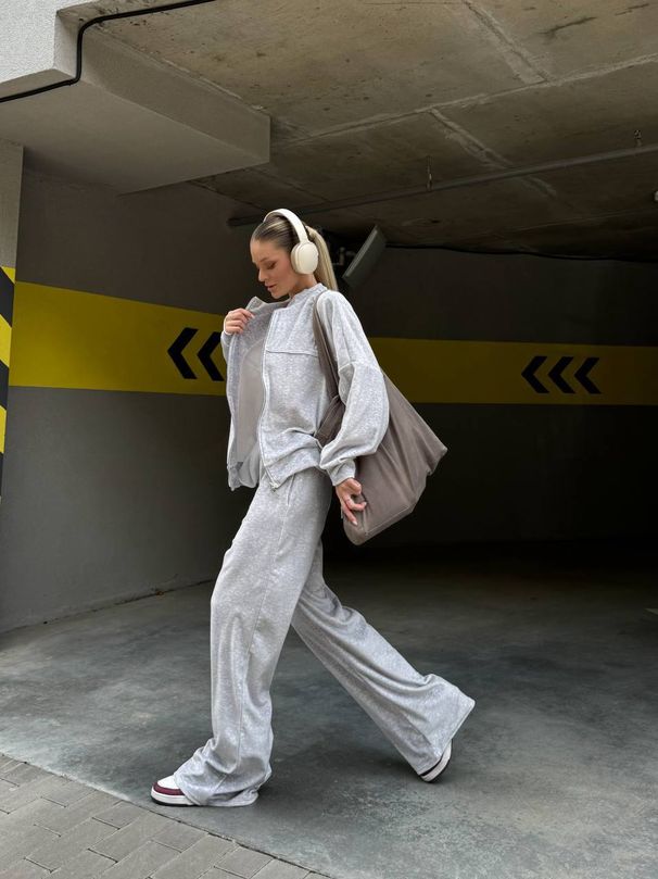 Completo casual da donna in due pezzi: cardigan a maniche lunghe e pantaloni (rosa/bianco/marrone/azzurro/grigio chiaro, taglie dalla S alla XL)_voghion.com