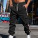 Men's Heavyweight Fleece-Lined Cargo Pants - Winter Warm Workout Joggers With Drawstring & Multi-Pockets_voghion.com