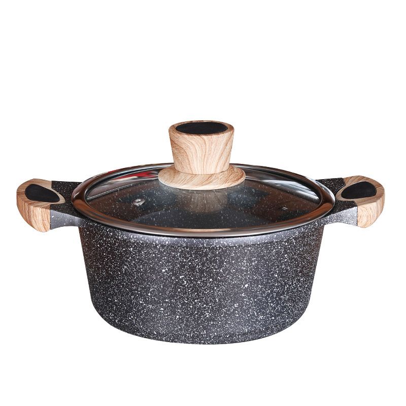 Sauce marble double bottom cast aluminum soup flat bottomed hot pot multifunctional pot, induction cooker, gas universal_voghion.com