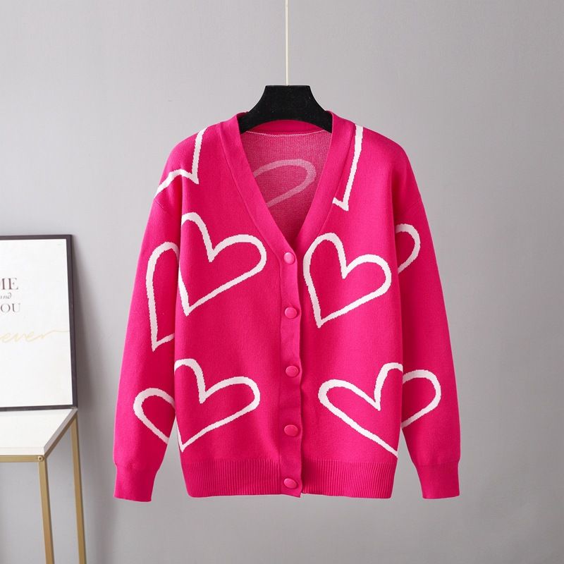 Women's Clothing autumn and winter new women's clothing knitted sweater sweater love short cardigan jacket_voghion.com