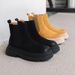 Buffny Men's Slip-On Chelsea Boots - Vintage British Style Chunky Sole Ankle Boots For Casual Wear (Black/Yellow)_voghion.com