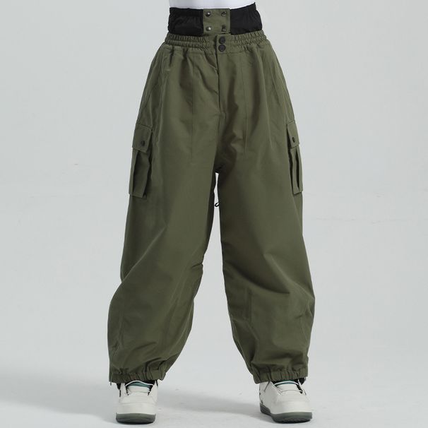 Naujos žieminės moteriškos vėjui nelaidžios, šiltos, vandeniui atsparios lauko viengubos ir dvigubos plokščios laisvos vyriškos slidinėjimo kelnės_voghion.com