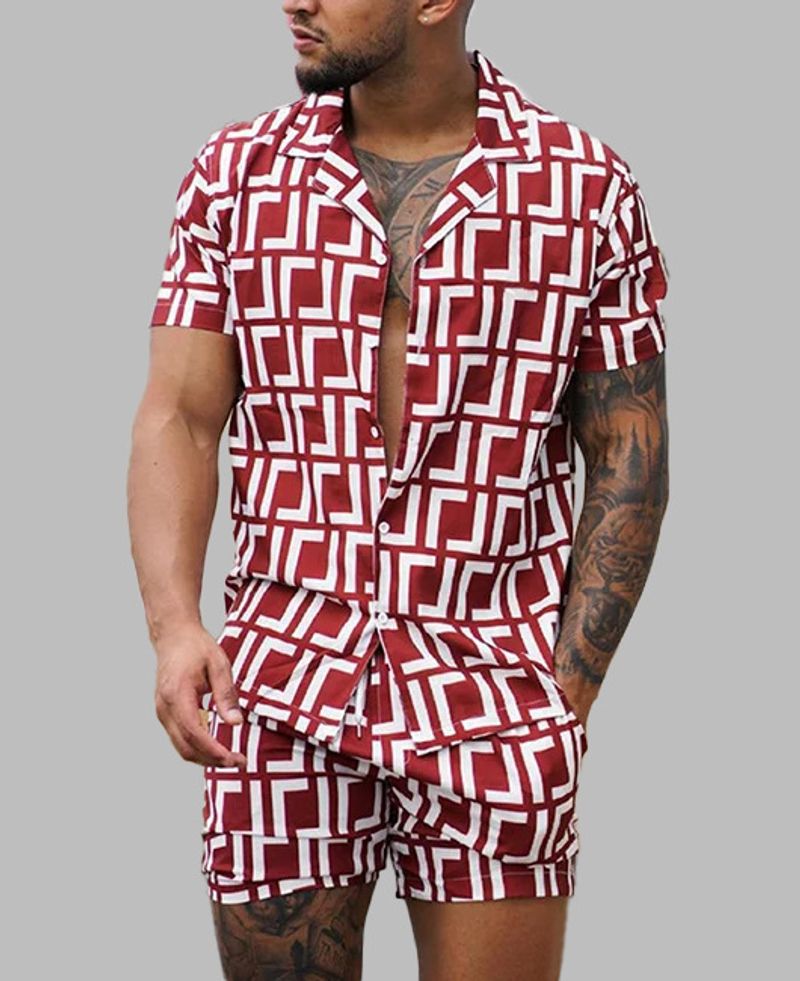 Herrenbekleidung Herren Sommer Herren Hawaii Kurzarmhemd 3D Digitaldruck Hemd Anzug Herren_voghion.com