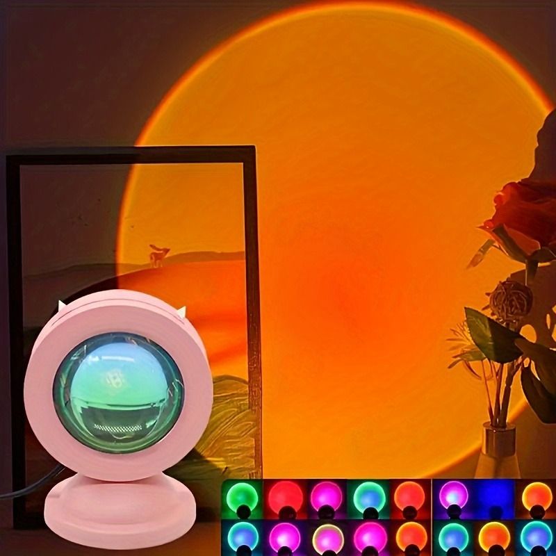 Sunset Light Projection LED Light With Remote Control, 16 Colors Night Light, RGB Lighted Sunrise Lights_voghion.com