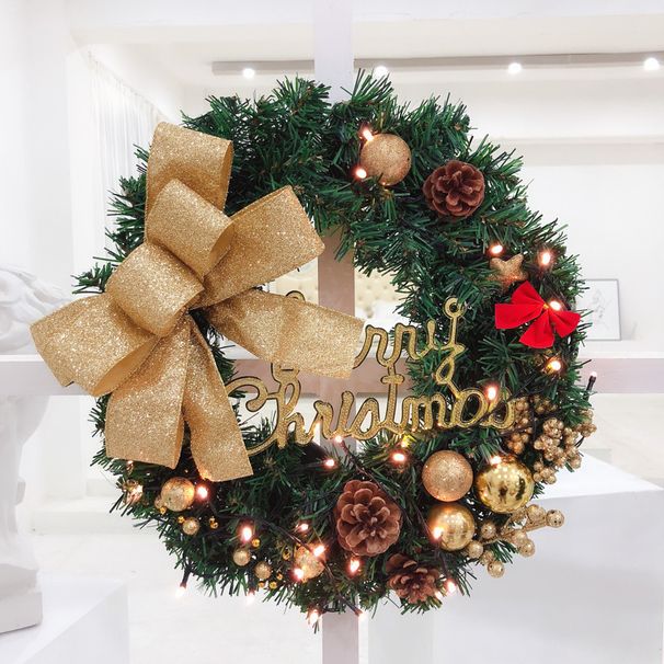 Golden Christmas Wreath Decorations – 30cm & 40cm Holiday Door Hanging, Festive Tree Ornament, Plastic Holiday Decor For Home & Party_voghion.com