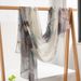 100% Mulberry Silk Gift Box 2024 Chinese Feng Shui Ink Leaf Printed Thin High end Women's Scarf_voghion.com