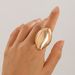 Chunky Dome Ring for Women Gold Silver Minimalist Twisted Ring Stacking Statement Adjustable Open Ring Band_voghion.com