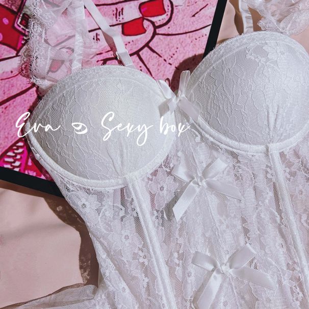 Corset sexy en maille avec anneau en acier et dentelle, petite taille, push-up, coussinet de poitrine_voghion.com