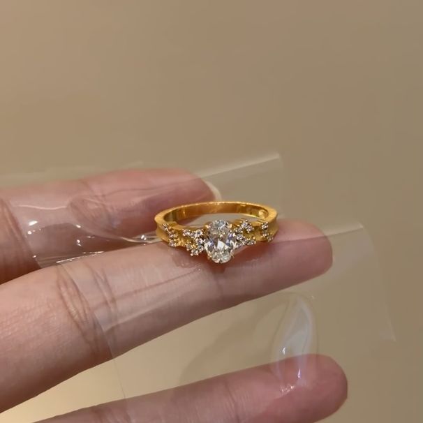 Anel de artesanato pesado escovado com diamante Sparkling Point Pigeon Egg Palace Style Starry Sky_voghion.com