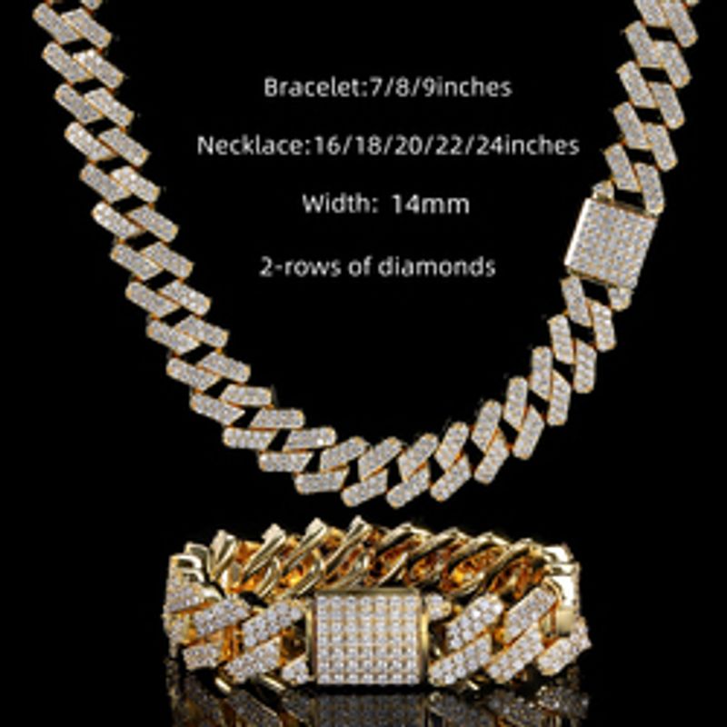 Custom Stock Iced Out VVS Moissanite Bracelet Sier Bling CZ Diamond Cuban Link Chain Hip Hop Men Jewelry Necklace_voghion.com