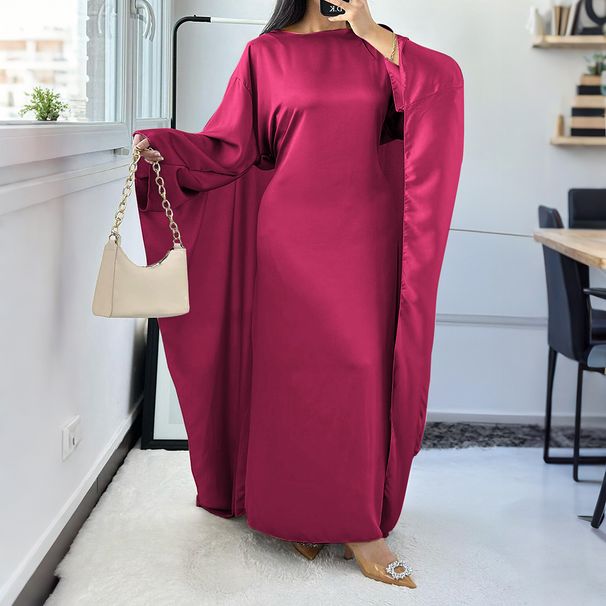 Women's Clothing Casual Simple Style Solid Color Wide Sleeve Long Skirt Dress_voghion.com