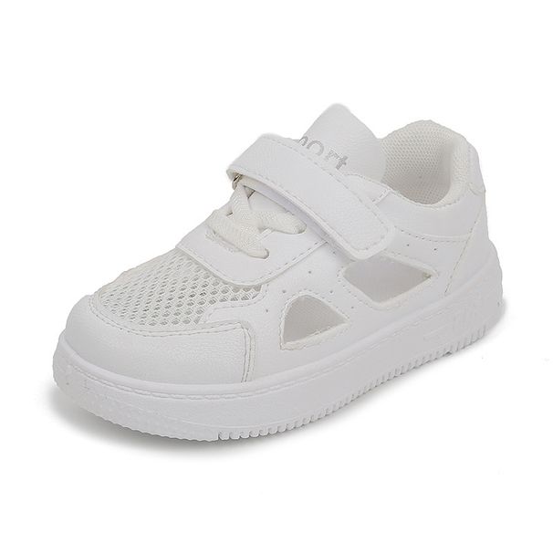 Kanner kleng wäiss Schong Summer Sportschuhe Jongen Atmungsaktiv Mesh Schong ausgehielt Meedercher Casual Board Schong Weich Sohlen Puppelchersschong_voghion.com