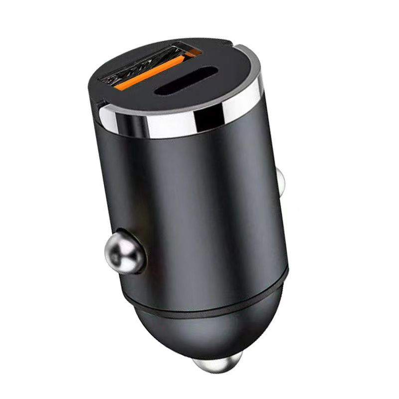 Caricabatterie rapido per auto PD da 30 W con anello di trazione - Doppia porta USB per iPhone e Android (supporto QC 3.0, adattatore per accendisigari)_voghion.com