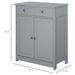 Kleankin Compact Freestanding Bathroom Linen Cabinet With 2 Drawers Metal Knob Elevated Base MDF Grey Storage Solution_voghion.com