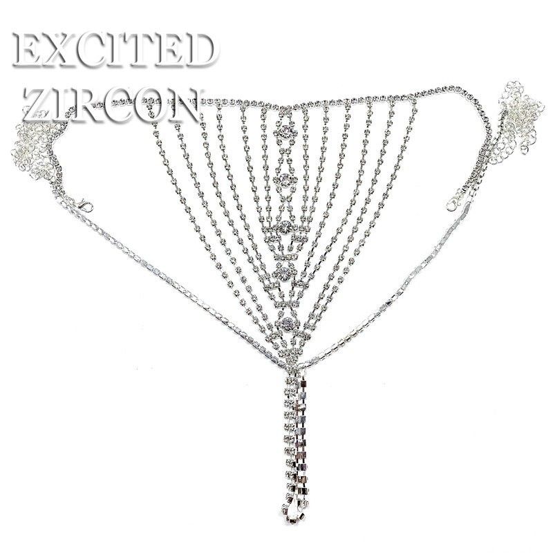 Roupa íntima de luxo sexy brilhante diamante boate cintura strass biquíni acessórios corpo corrente_voghion.com