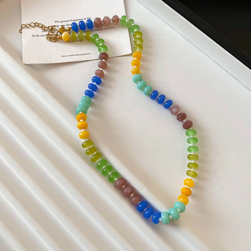 Sweet Round 304 Stainless Steel Natural Stone Wholesale Necklace_voghion.com