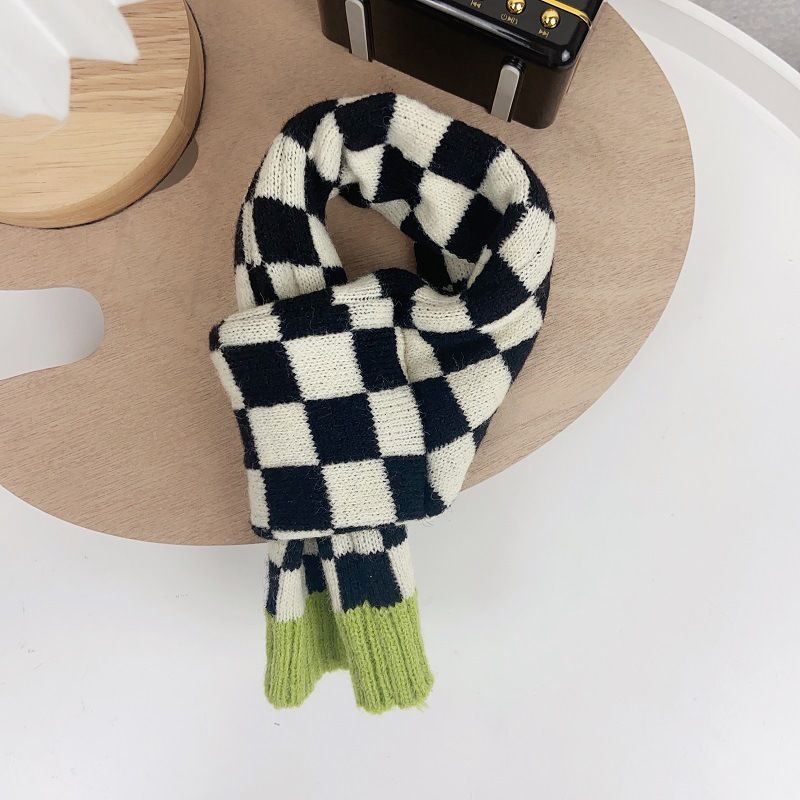 Bufanda cálida para perros y gatos, hecha a mano, para Yorkshire, de punto, para invierno, con cuello grueso y a cuadros._voghion.com