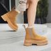 Suitable For All Seasons Platform Martin 2025 New Suede Chunky Heel Mid-Calf Short Boots For Women_voghion.com