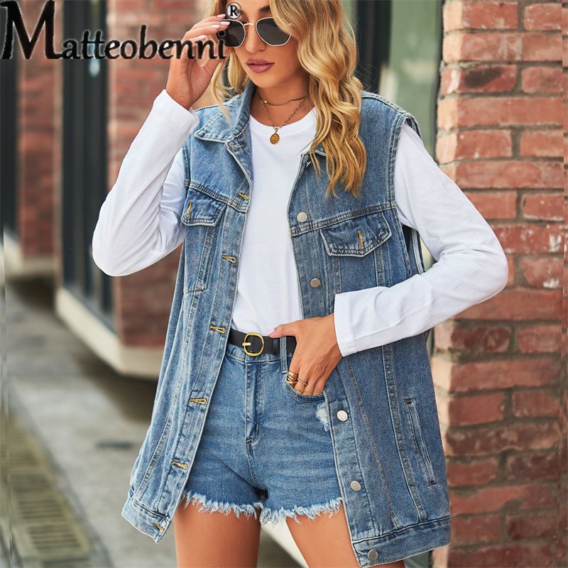 Vintage Street Style Detachable Hooded Denim Vest Women Single-breasted Splice Pocket Outerwear Ladies Casual Sleeveless_voghion.com