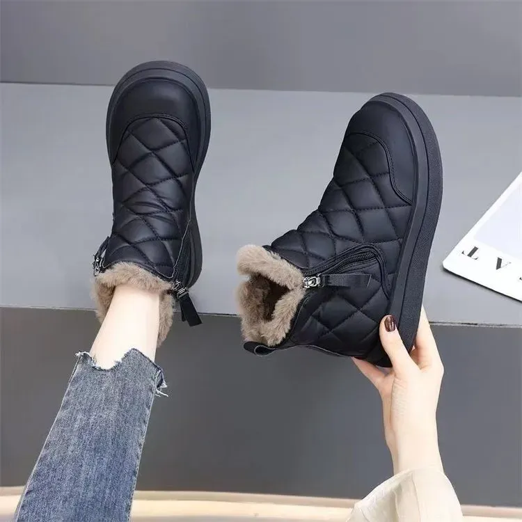 Snow Winter New Style Fleece Lined Thickened Northeastern Large Cotton Shoes Waterproof Non-Slip Warm Women's Short_voghion.com