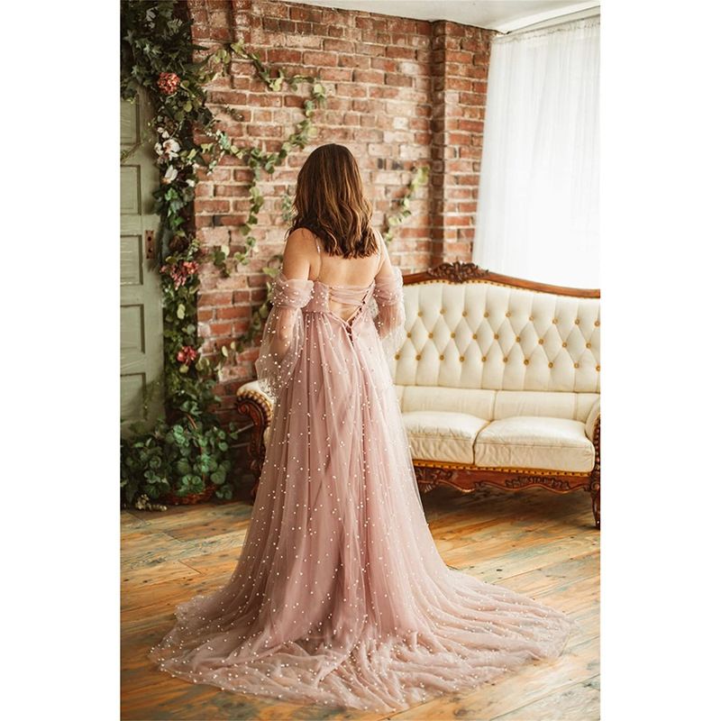 Sexy Split Partykleid Langarm Umstandskleid_voghion.com