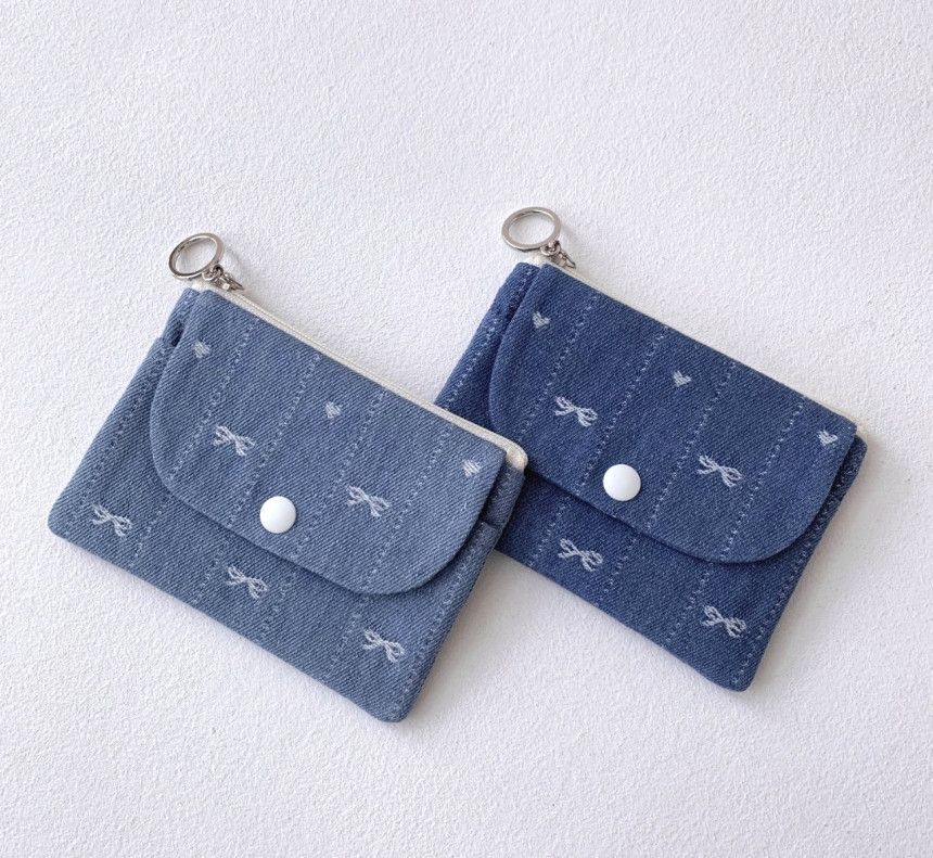 Korean Style INS New Denim Fabric Bus Meal Card Pendant Coin Key ID Holder Clutch Small Bag_voghion.com