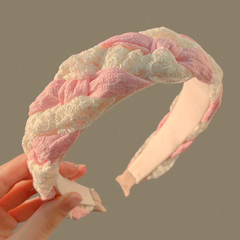 Capelli intrecciati in pizzo a bordo largo, trecce intrecciate in tinta unita, fascia per capelli rialzata con parte superiore del cranio, accessori per capelli_voghion.com
