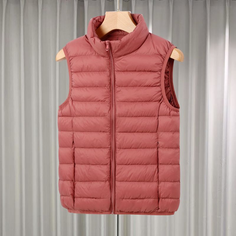 Gilet léger et ajusté pour femme, doublure intérieure à col montant court, gilet chaud, doudoune fine_voghion.com