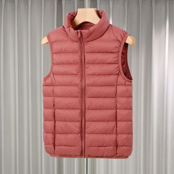 Gilet léger et ajusté pour femme, doublure intérieure à col montant court, gilet chaud, doudoune fine_voghion.com