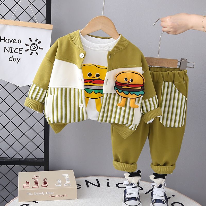 2024 Autumn New Alphabet Long Sleeve Three Piece for Boys' Baby Sports Baseball Jacket Set_voghion.com
