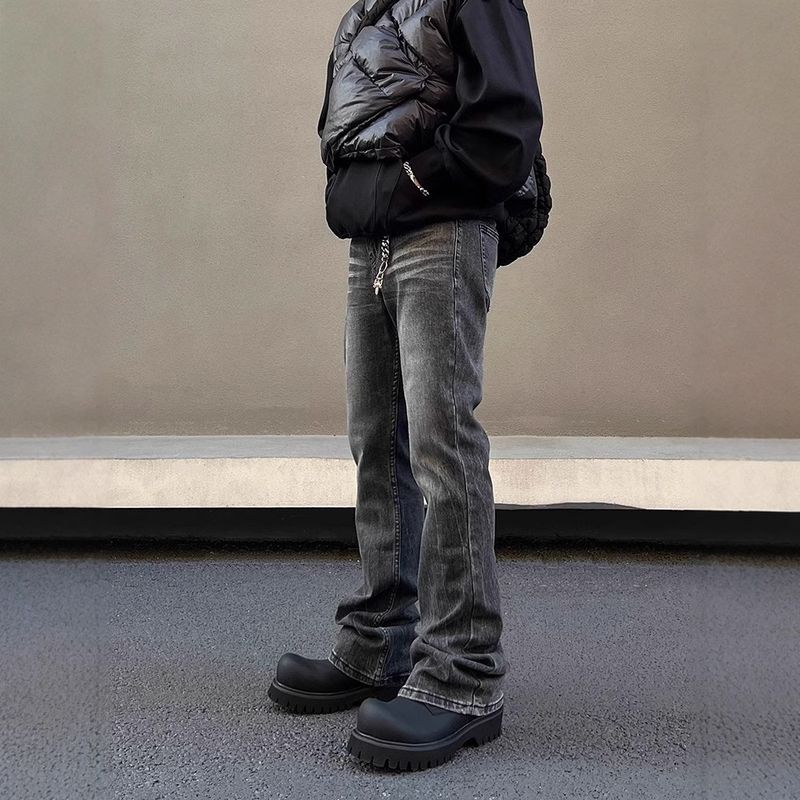 Men's Washed Black Jeans Straight Leg High Street Cleanfit Trousers For Teen Boys Slim Fit Comfortable Cotton Denim Pants​​_voghion.com