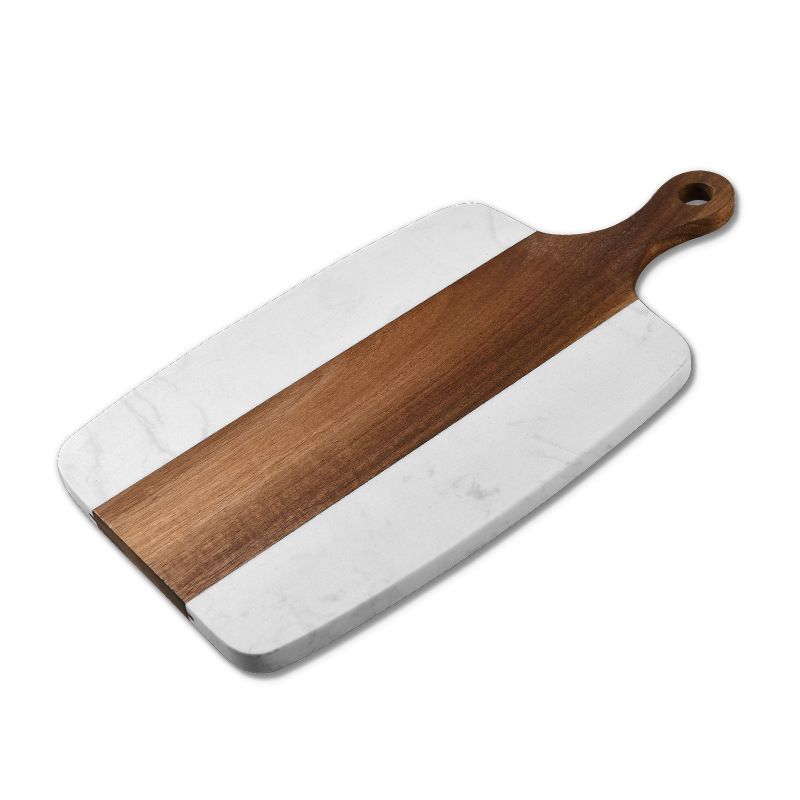 Tábua de Charcutaria Mármore Emenda Madeira de Acácia Tábua de Corte Dupla Face Tábua de Corte de Pão de Queijo Placa Utensílios de Cozinha ao Ar Livre_voghion.com