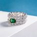 Cao Shi Emerald Zircon For Women Double Row Diamond Palace Style Light Luxury Socialite Ring_voghion.com