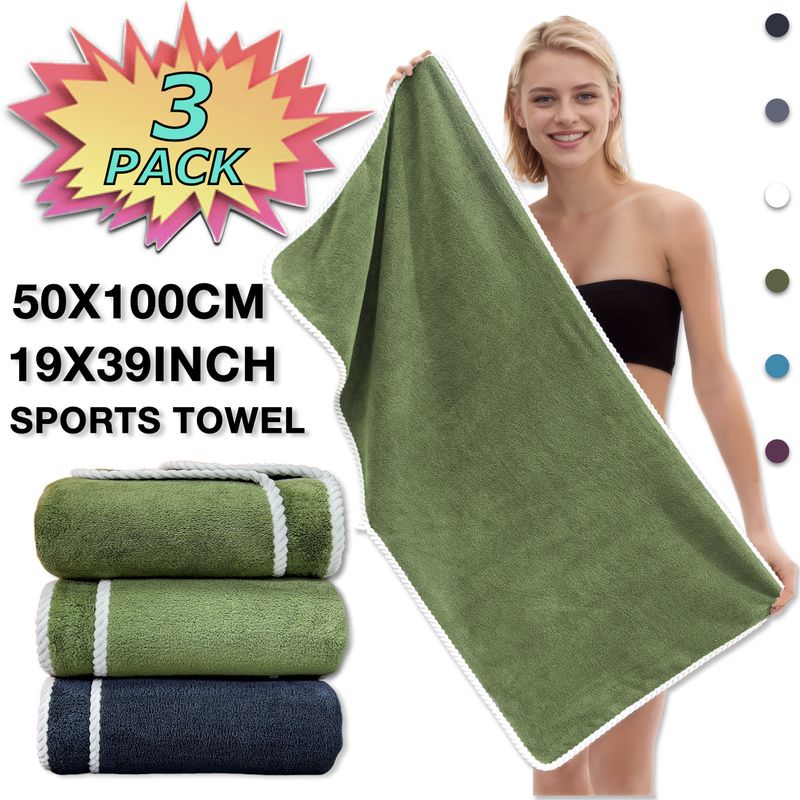 Large Bath Towels - 3-Pack (50x100cm Ultra Thick & Absorbent Soft & Fluffy For Adults Unisex Design)​_voghion.com