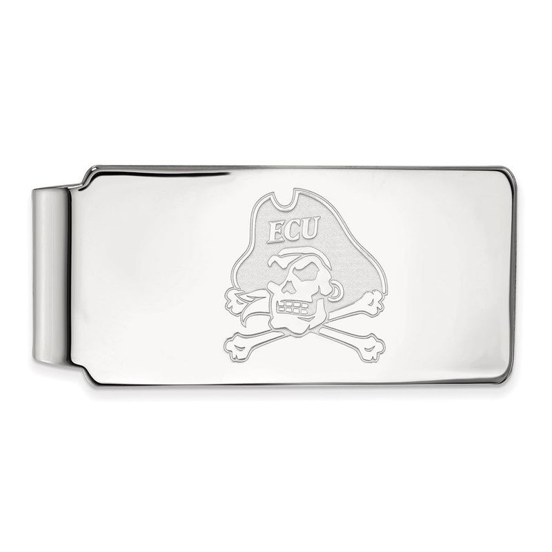 Sterling Silver Rhodium-plated LogoArt East Carolina University Pirate Money Clip_voghion.com