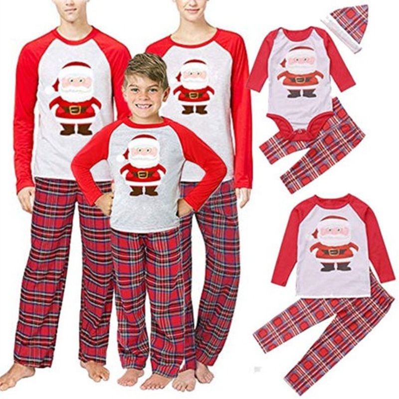 Pure cotton Christmas autumn clothing, Christmas printed parent-child clothing, home clothing, long-sleeved suits, family clothing_voghion.com