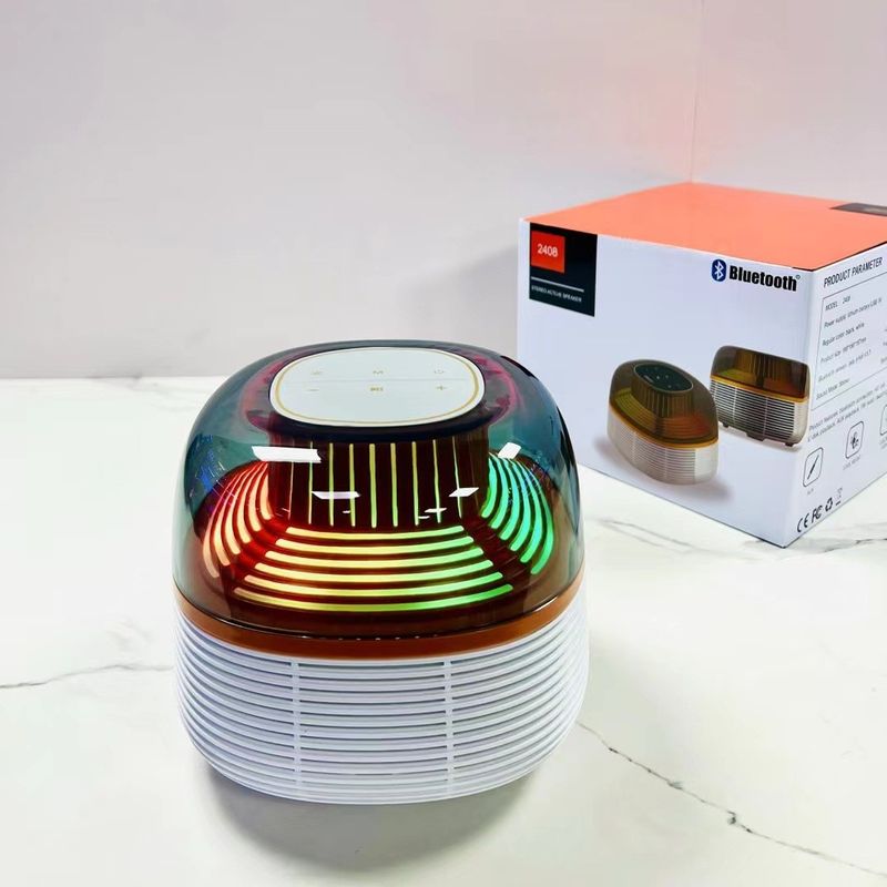 Nowy 2408 Bluetooth Przezroczysty szklany zewnętrzny przenośny bezprzewodowy subwoofer do wkładania kart Mini głośnik biurkowy_voghion.com