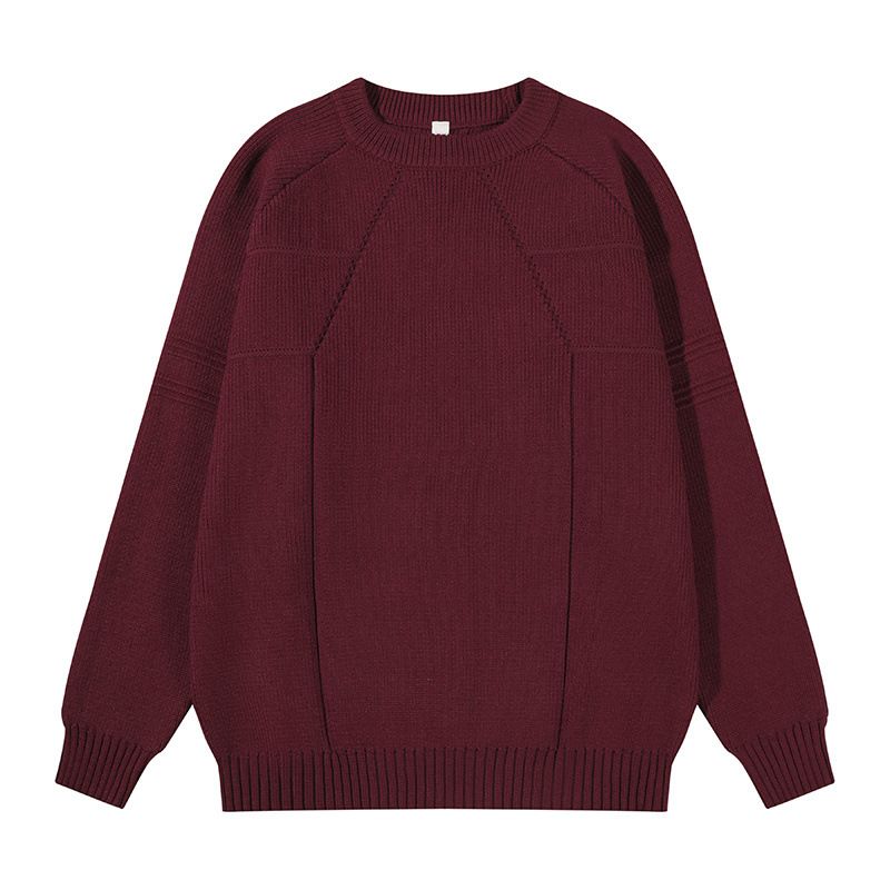 Herrenbekleidung Herren Roter Strickpullover Winter Rundhalspullover Bequeme Casual Tops Für Das Sternzeichen Jahr_voghion.com