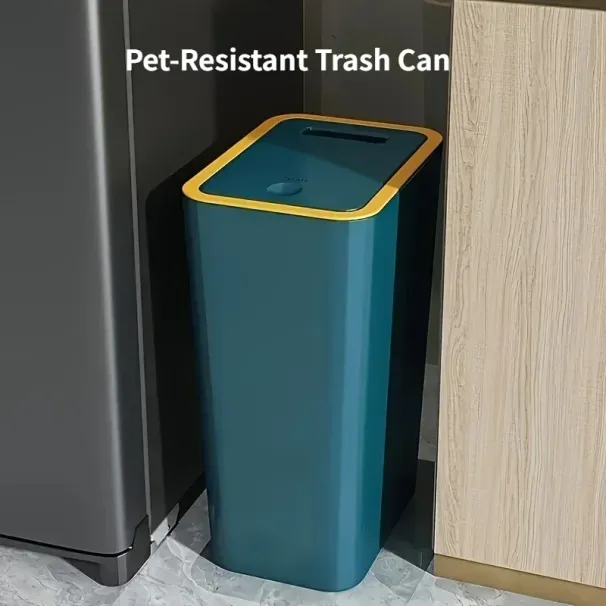 10L Space-Saving Pet-Resistant Trash Can Odor-Proof Leak-Proof Durable Plastic Bin For Bathroom Kitchen Use_voghion.com