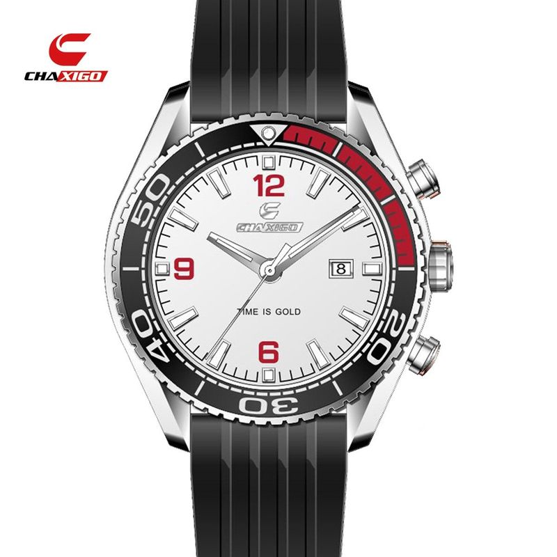 Reloj mecánico de cuarzo para hombre, de CHAXIGO, con calendario, de aleación luminosa, de silicona, resistente al agua y con temperamento._voghion.com