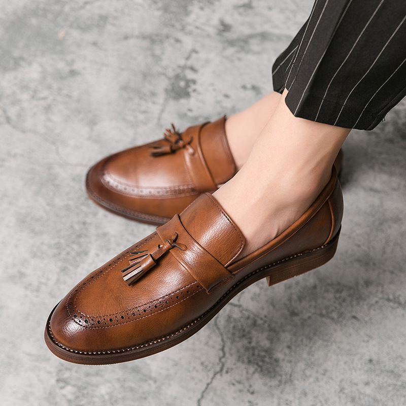 Unbeatable Quality Casual Hairstylist Pointed Korean Version Men's British Style Plus Size Leather Shoes_voghion.com