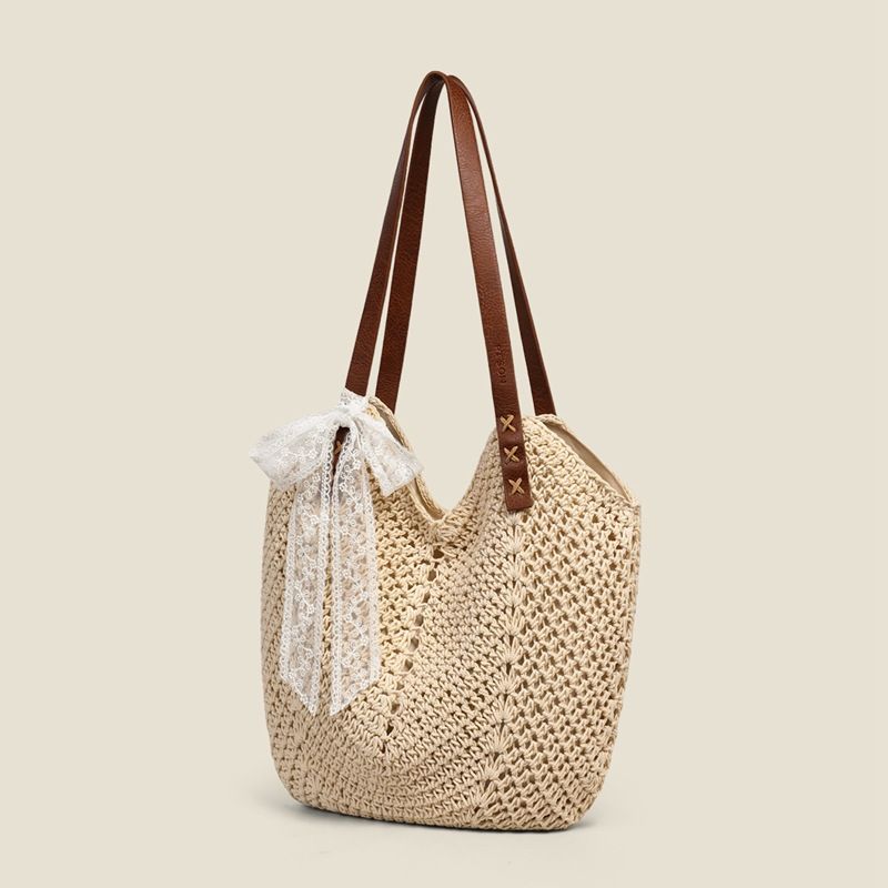 2025 Sommer Neue gewebte Stroh-Schultertasche mit großer Kapazität für Damen, multifunktionale Strandtasche, modisch, Hunderte, lässig, täglich, personalisierte Nische, leicht_voghion.com