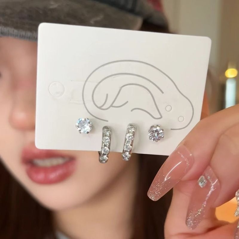 4-piece set sleeping, no need to take off delicate and versatile design sense earrings, earrings for women_voghion.com