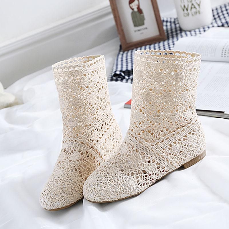 Stivali estivi da donna, stivaletti bassi alla caviglia, alla moda, con ritagli, scarpe da donna con buchi_voghion.com