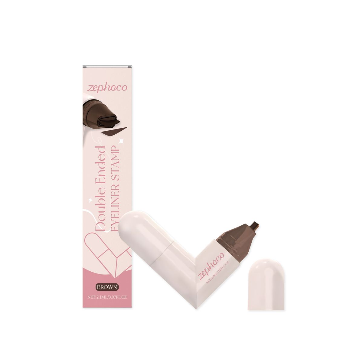 Delineador de ojos Zephoco Brown de doble punta, resistente al agua, color suave, fácil de aplicar, portátil y multiusos._voghion.com