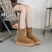Schneestiefel Damen Herbst und Winter neue dicke Sohlen elastische Socken Stiefel gepolsterte warme Leder Baumwollstiefel vielseitige Bleistiftstiefel_voghion.com