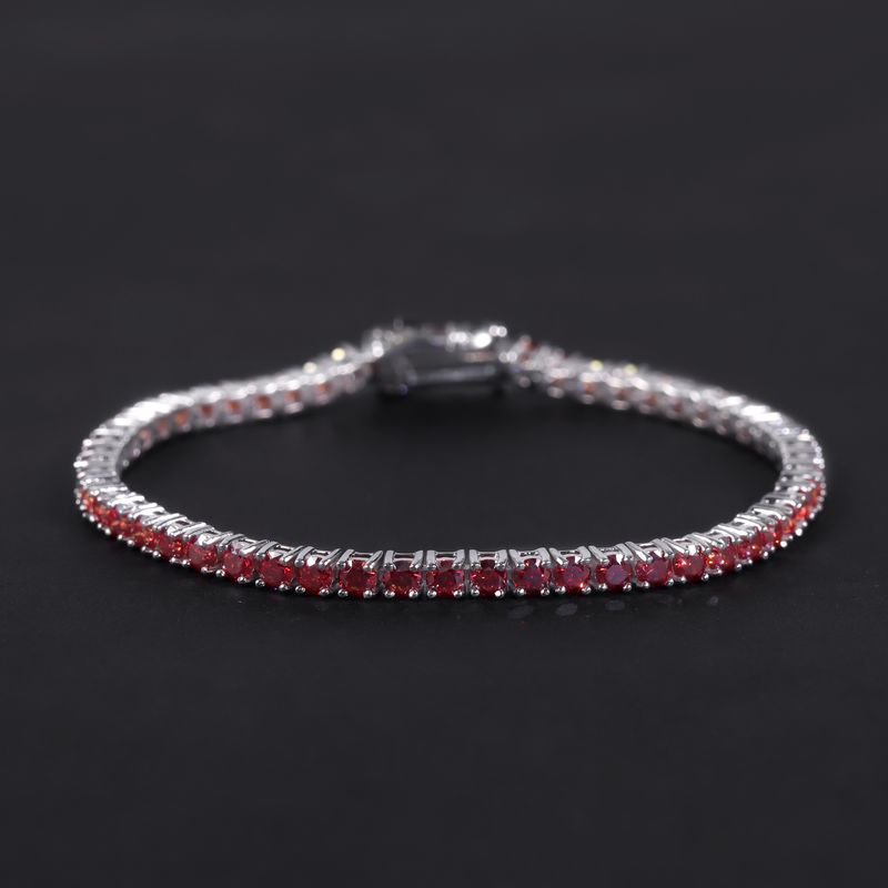 Temperament Pomegranate Red Moissanite Bracelet S925 Sterling Silver Gold Plated Tennis Chain 3/4/5mm Hip Hop Color Bracelet_voghion.com